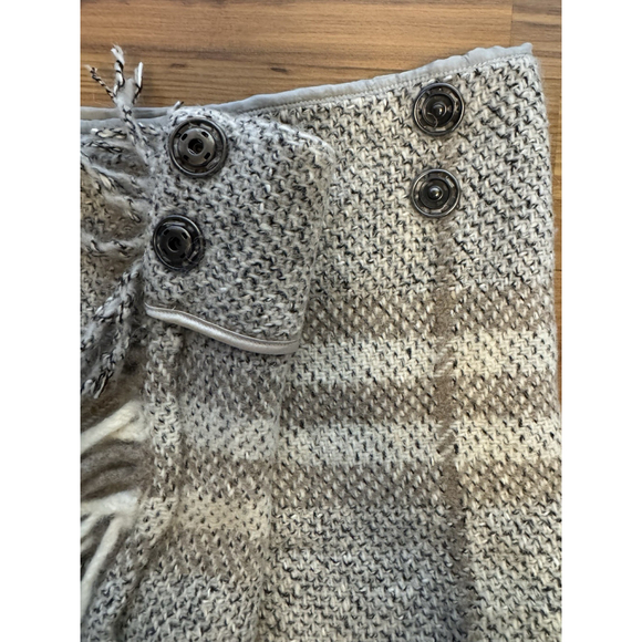 VTG Burberry London Wool Wrap Mini Skirt Y2K Plaid Fringe Quiet Luxury Preppy - Picture 4 of 11